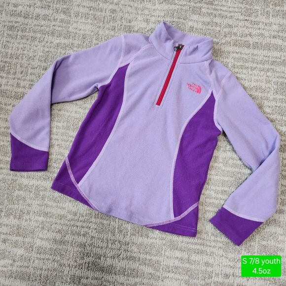 The North Face girls two-toned fleece quarter zip pullover purple size S 7/8 - Picture 1 of 12